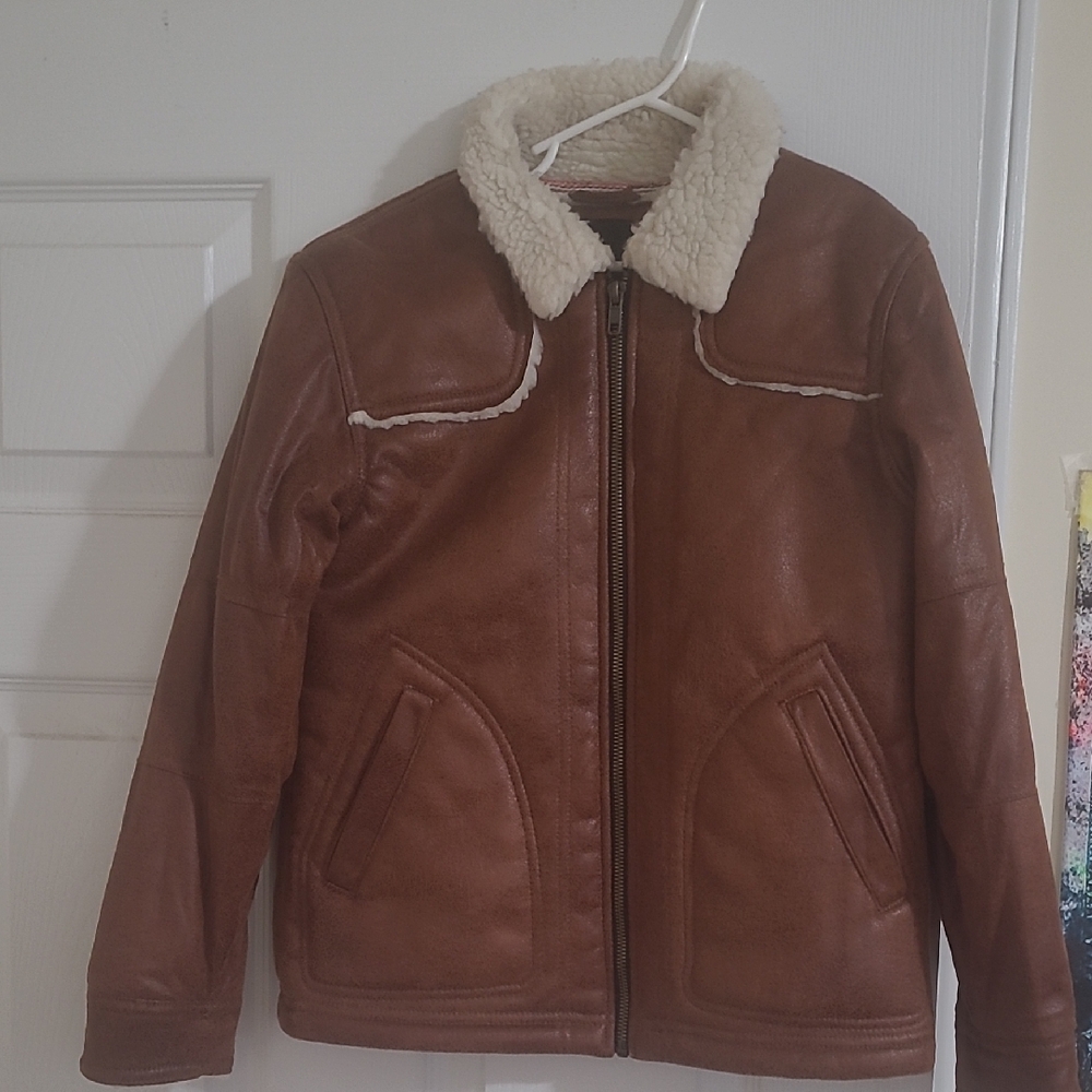 Art Class Tan Bomber Jacket with Shearling Collar